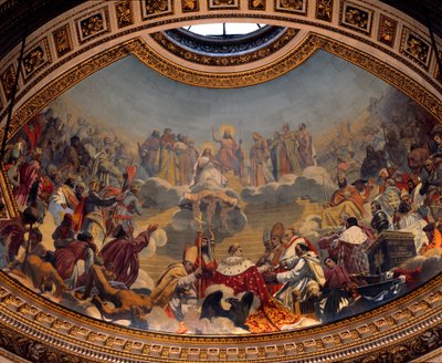 Kristendomens historia och glorifiering, målning av kupolen på Madeleine-kyrkan (fresk) av Jules Claude Ziegler