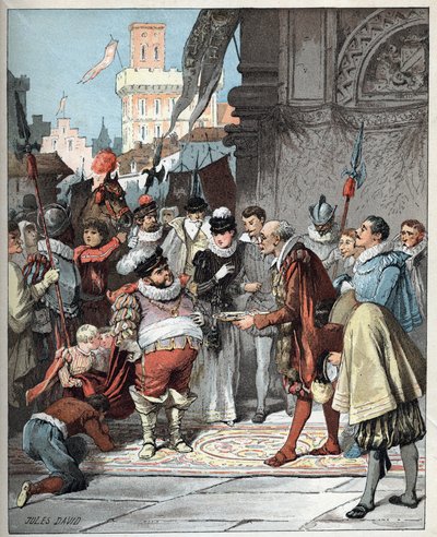 - Illustration av Jules David (1808-1892) från Histoire de Don Quixote (Don Quixote) - 1887 - av Miguel de Cervantes Saavedra (1547-1616) - av Jules David