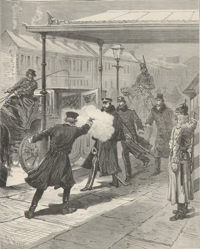 Mordet på greve Mikhail Loris-Melikov. Från Le Monde Illustré, 1880. av Jules Descartes Férat