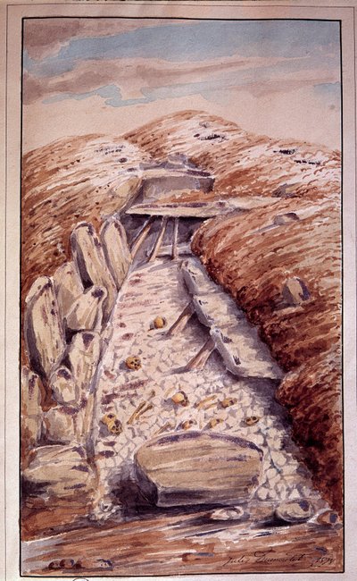 Förhistoria: Dolmen of Etang-la-Ville (Yvelines), Akvarell av Jules Dumoutet (1815-1880) av Jules Dumoutet