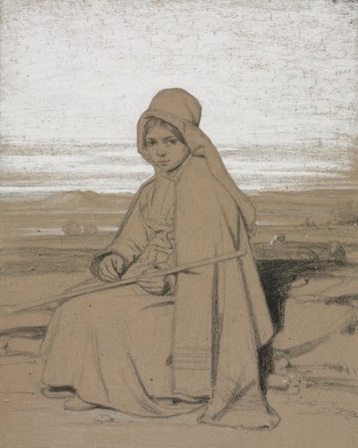 En sittande herdinna av Jules Dupré