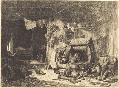 Interiör av en bondgård av Jules Dupré
