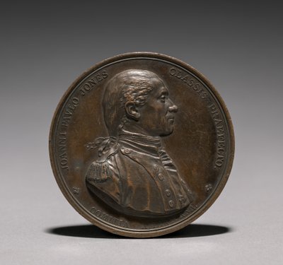 Medalj: John Paul Jones framsida. av Jules Dupré