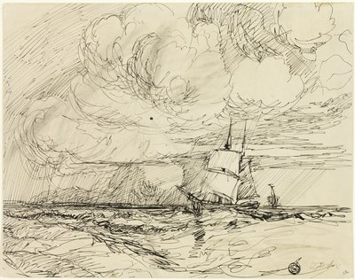 Fartyg till sjöss under storm av Jules Dupré