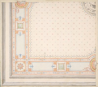 Design för ett tak recto, mått med designkod verso, andra hälften av 1800-talet. Skapare: Jules-Edmond-Charles Lachaise, Eugène-Pierre Gourdet. av Jules Edmond Charles Lachaise and Eugène Pierre Gourdet