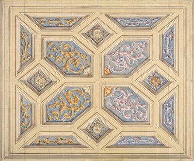 Design för ett inkapslat tak dekorerat med rinceaux, 1840-97. Skapare: Jules-Edmond-Charles Lachaise, Eugène-Pierre Gourdet. av Jules Edmond Charles Lachaise and Eugène Pierre Gourdet