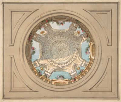 Design för ett tak med trompe loeil balustrad av Jules Edmond Charles Lachaise