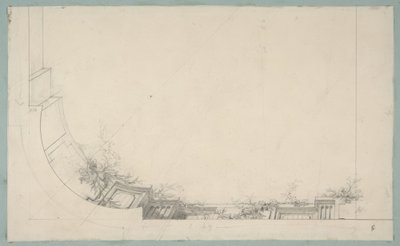Delvis design för ett tak dekorerat med en trompe loeil balustrad av Jules Edmond Charles Lachaise