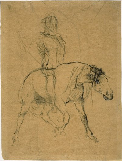 Studie av en häst och ryttare av Jules Elie Delaunay