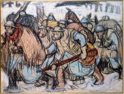 Första världskriget: "" Soldater som bär en gasmask "". Zingg, Jules Emile (1882-1942) av Jules Emile Zingg