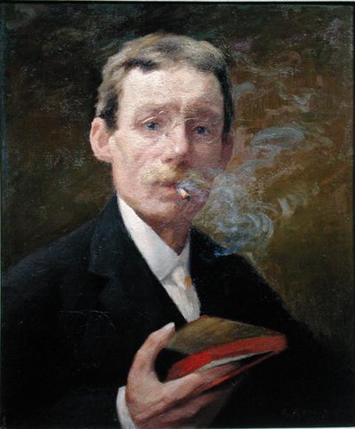 Självporträtt, rökning (grönt sovrum) 1919 av Jules Ernest Renoux