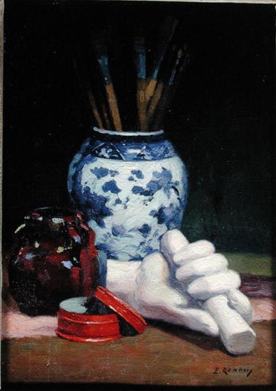 Stilleben med en blå vas av Jules Ernest Renoux