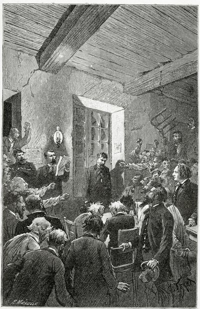 Spionen Hubert - illustration från Things seen, 1800-talet (bw-gravyr) av Jules Ferat