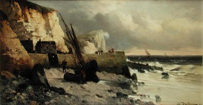 Fiske utanför en vågbrytare av Jules G Bahieu