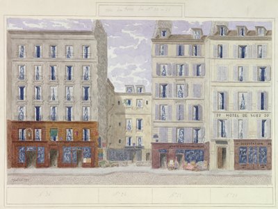 No.20 to No.26 rue du Four, Paris, Frankrike, 1893 (wc på papper) av Jules Gaildrau