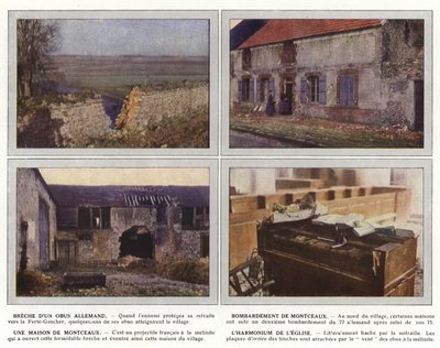 Brott mot ett tyskt skal, bombardering av Montceaux, Ett hus av Montceaux, kyrkans harmonium av Jules Gervais Courtellemont