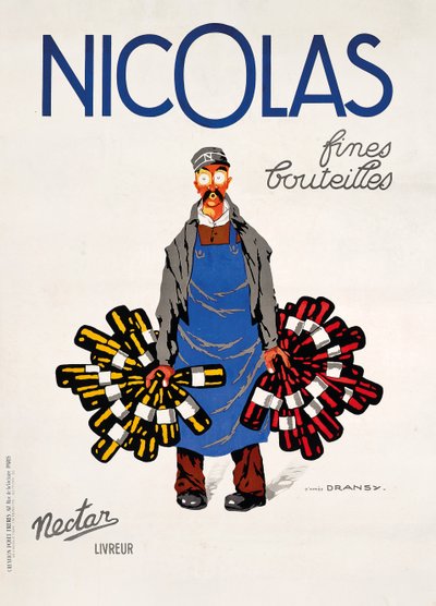 Nicolas, Nectar, ca 1930 (färg litho) av Jules Isnard Dransy
