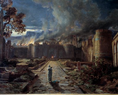 Sodom (Sodoma) Förstörelsen av staden genom eld. Detalj. Målning av Jules Laurens (1825-1901) Orleans. Museum of Fine Arts av Jules Joseph Augustin Laurens