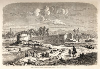 Bron Allah Verdi Kahn, erige omkring 1608, i Isfahan (eller Isfahan) (Iran), är både en övergångspunkt för att korsa floden Zend e Roud, men också en damm för att reglera flodens lopp, med en Talar, eller kiosk av speglar, där den persiske härskaren kunde  av Jules Joseph Augustin Laurens