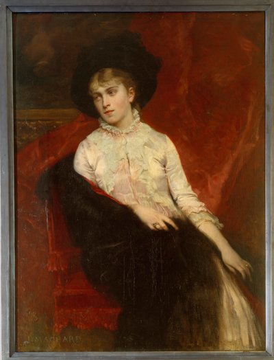 Porträtt av Jeanine Dumas Davy de la Pailleterie (1867-1943) dotter till Alexandre Dumas son och hustru till Ernest Hauterive Målning av Jules Louis Machard (1839-1900) Villers Cotterets från 1800-talet. Alexandre Dumas museum av Jules Louis Machard