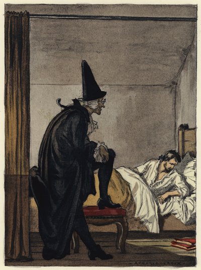 Illustration till Casanovas memoarer (färglitografi) av Jules Marie Auguste Leroux
