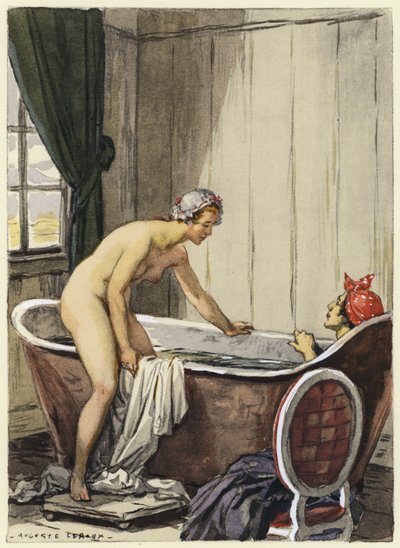 Illustration till Casanovas memoarer (färglitografi) av Jules Marie Auguste Leroux
