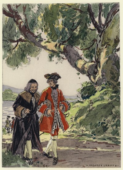 Illustration till Casanovas memoarer (färglitografi) av Jules Marie Auguste Leroux