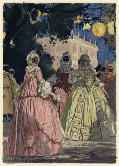 Illustration till Casanovas memoarer (färglitografi) av Jules Marie Auguste Leroux