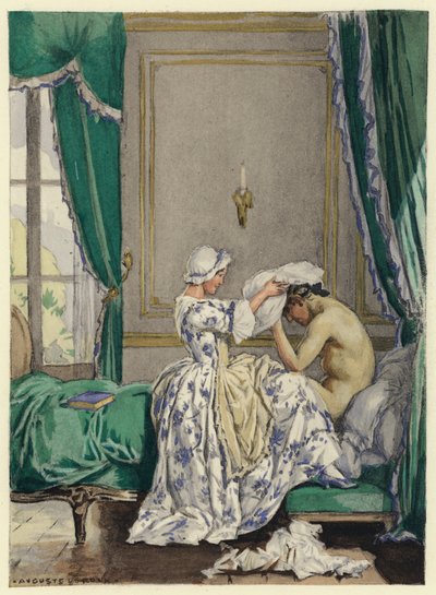 Illustration till Casanovas memoarer (färglitografi) av Jules Marie Auguste Leroux