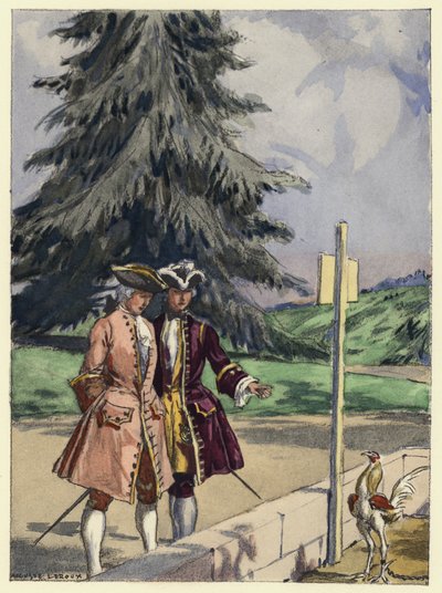 Illustration till Casanovas memoarer (färglitografi) av Jules Marie Auguste Leroux