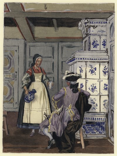 Illustration till Casanovas memoarer (färglitografi) av Jules Marie Auguste Leroux