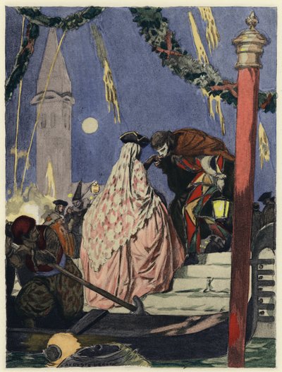 Illustration till Casanovas memoarer (färglitografi) av Jules Marie Auguste Leroux