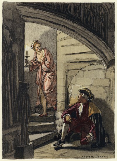 Illustration till Casanovas memoarer (färglitografi) av Jules Marie Auguste Leroux