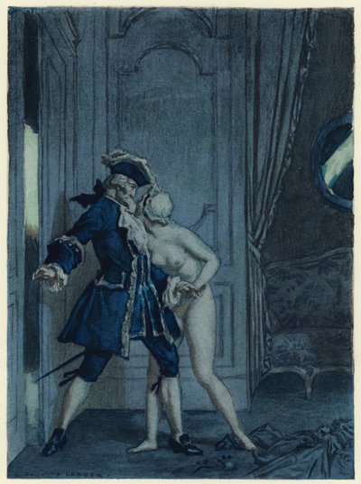Illustration till Casanovas memoarer (färglitografi) av Jules Marie Auguste Leroux