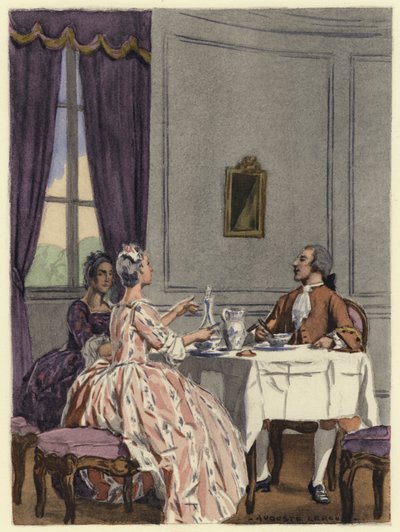 Illustration till Casanovas memoarer (färglitografi) av Jules Marie Auguste Leroux