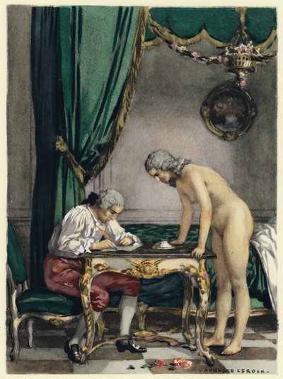 Illustration till Casanovas memoarer (färglitografi) av Jules Marie Auguste Leroux