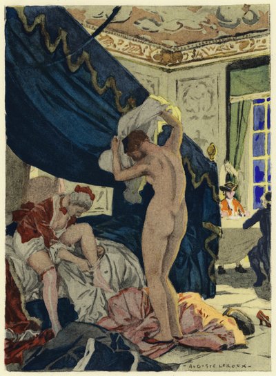 Illustration till Casanovas memoarer (färglitografi) av Jules Marie Auguste Leroux