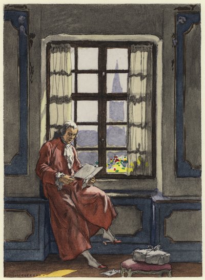 Illustration till Casanovas memoarer (färglitografi) av Jules Marie Auguste Leroux