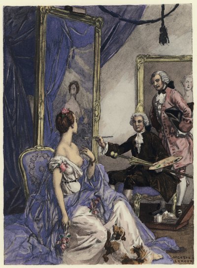 Illustration till Casanovas memoarer (färglitografi) av Jules Marie Auguste Leroux