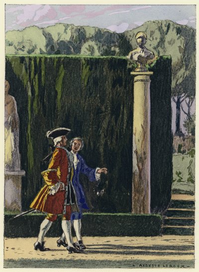 Illustration till Casanovas memoarer (färglitografi) av Jules Marie Auguste Leroux