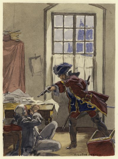 Illustration till Casanovas memoarer (färglitografi) av Jules Marie Auguste Leroux