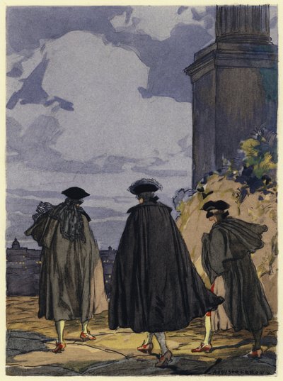 Illustration till Casanovas memoarer (färglitografi) av Jules Marie Auguste Leroux