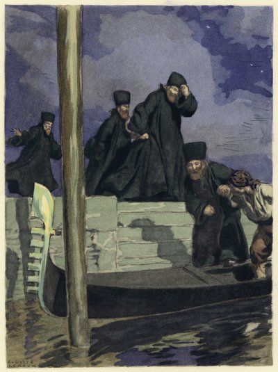 Illustration till Casanovas memoarer (färglitografi) av Jules Marie Auguste Leroux
