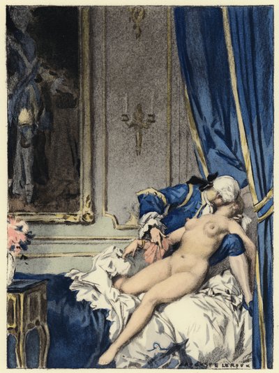 Illustration till Casanovas memoarer (färglitografi) av Jules Marie Auguste Leroux