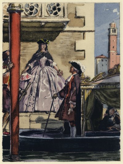 Illustration till Casanovas memoarer (färglitografi) av Jules Marie Auguste Leroux