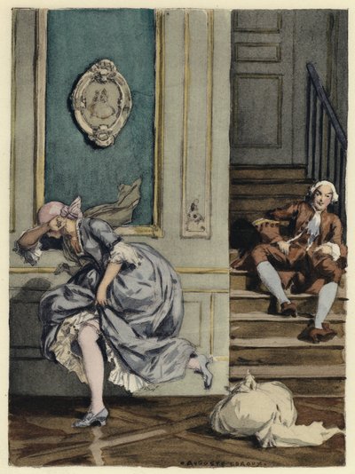 Illustration till Casanovas memoarer (färglitografi) av Jules Marie Auguste Leroux
