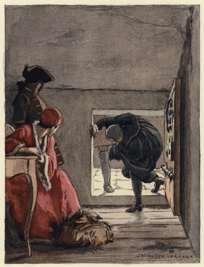 Illustration till Casanovas memoarer (färglitografi) av Jules Marie Auguste Leroux