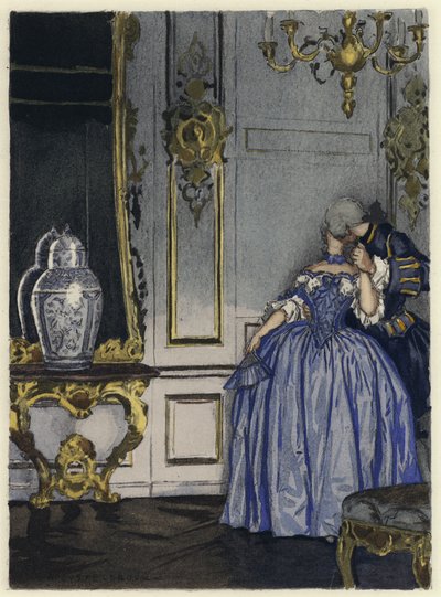 Illustration till Casanovas memoarer (färglitografi) av Jules Marie Auguste Leroux