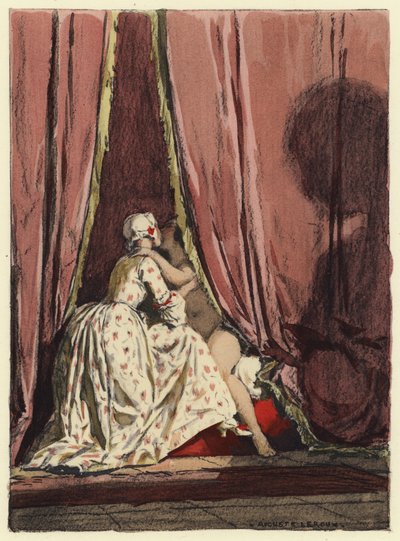 Illustration till Casanovas memoarer (färglitografi) av Jules Marie Auguste Leroux