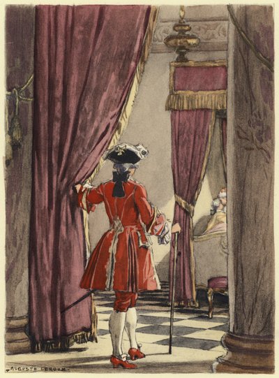 Illustration till Casanovas memoarer (färglitografi) av Jules Marie Auguste Leroux